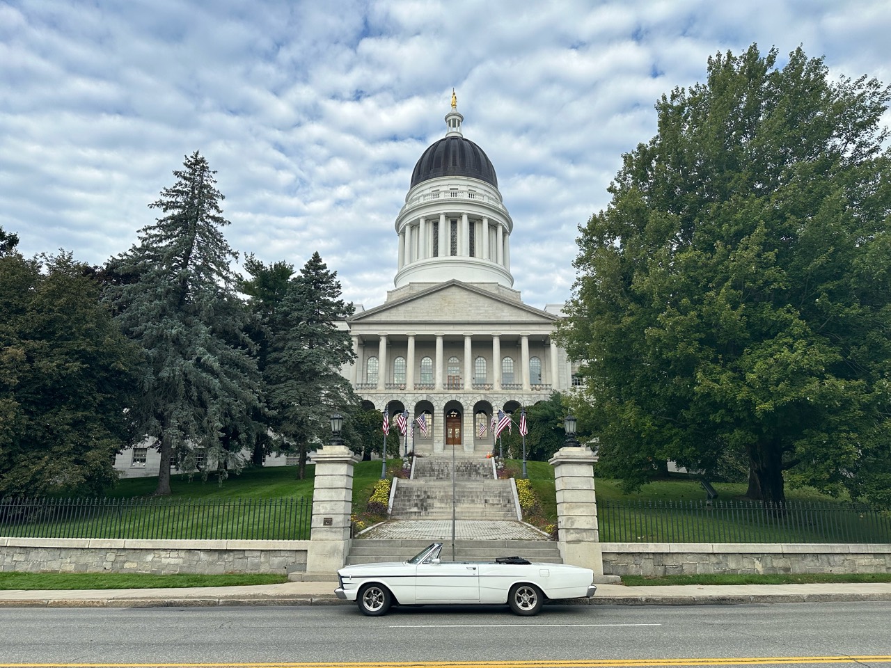 1966 Ford Galaxie in front of the Maine State Capitol in Augusta