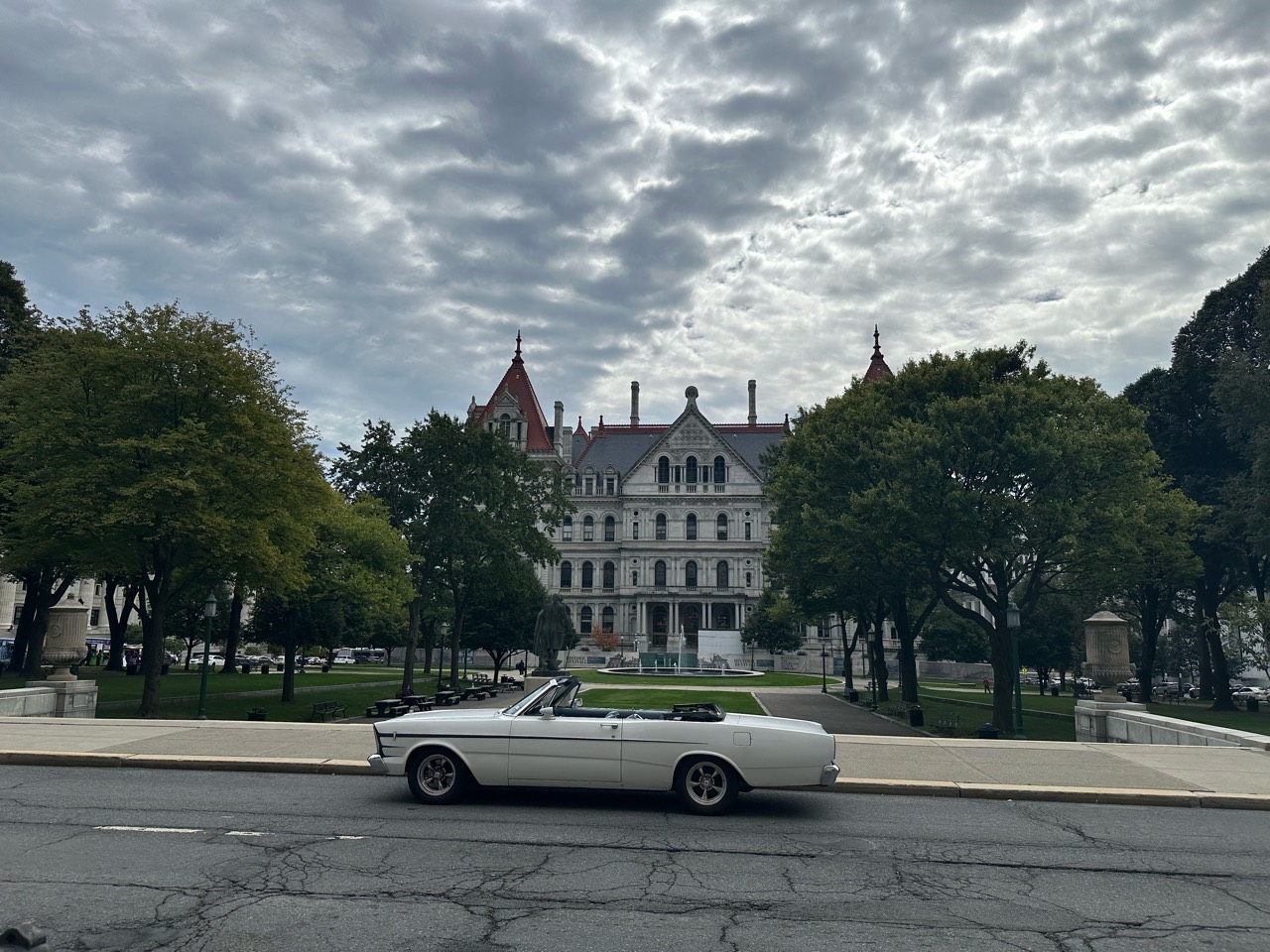 1966 Ford Galaxie in front of the New York State Capitol in Albany