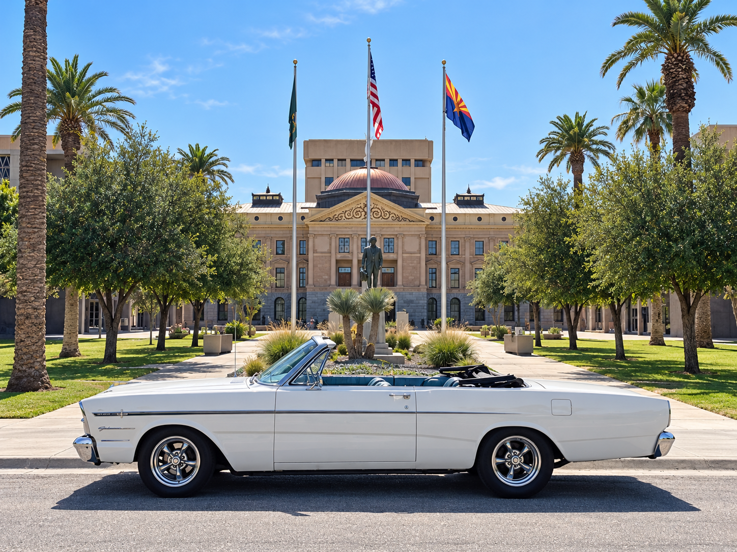 1966 Ford Galaxie in front of the Arizona State Capitol in Phoenix