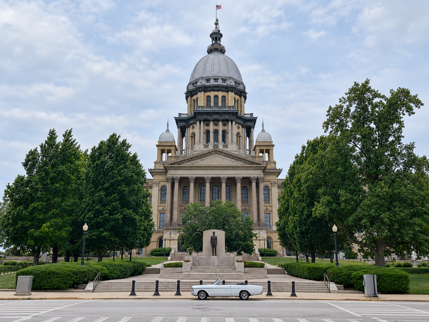 1966 Ford Galaxie in front of the Illinois State Capitol in Springfield