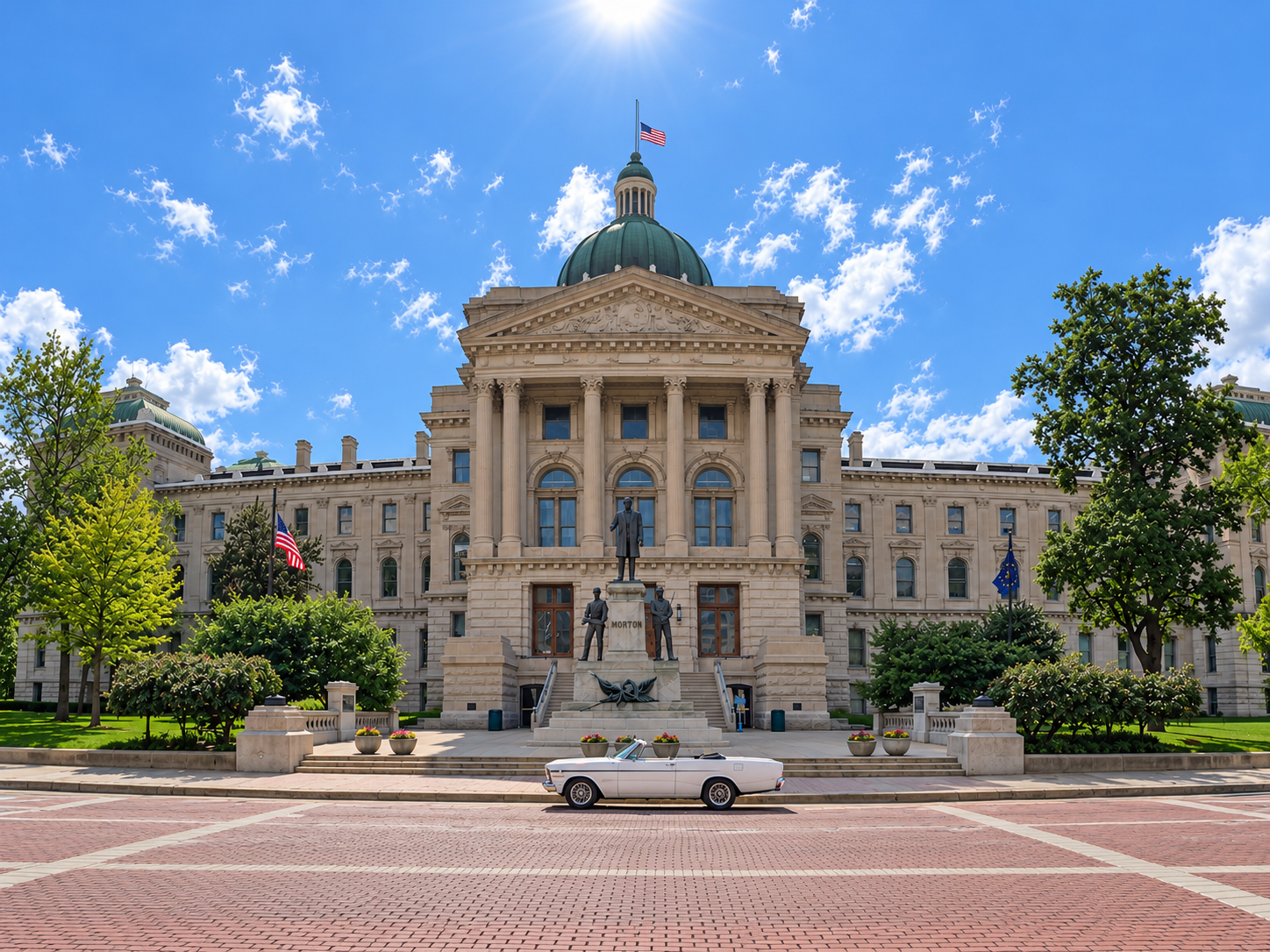 1966 Ford Galaxie in front of the Indiana State Capitol in Indianapolis