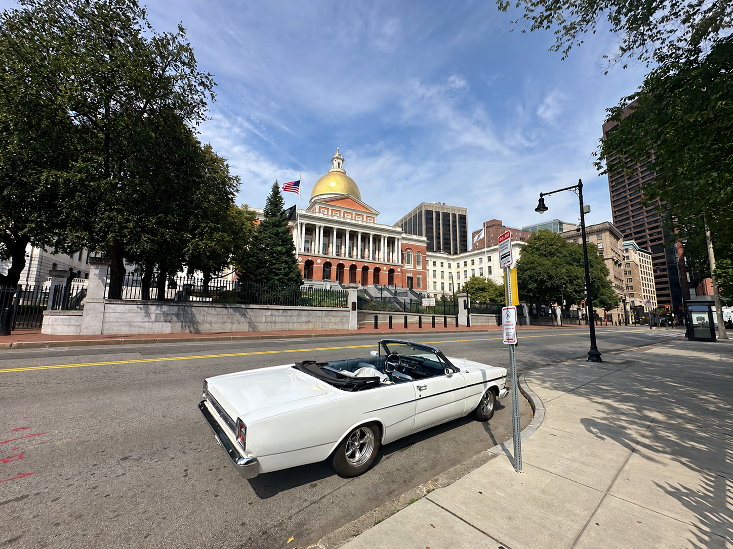 1966 Ford Galaxie in front of the Massachusetts State Capitol in Boston