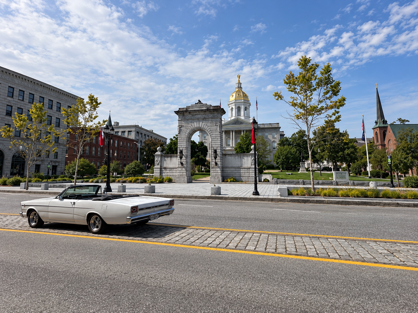 1966 Ford Galaxie in front of the New Hampshire State Capitol in Concord