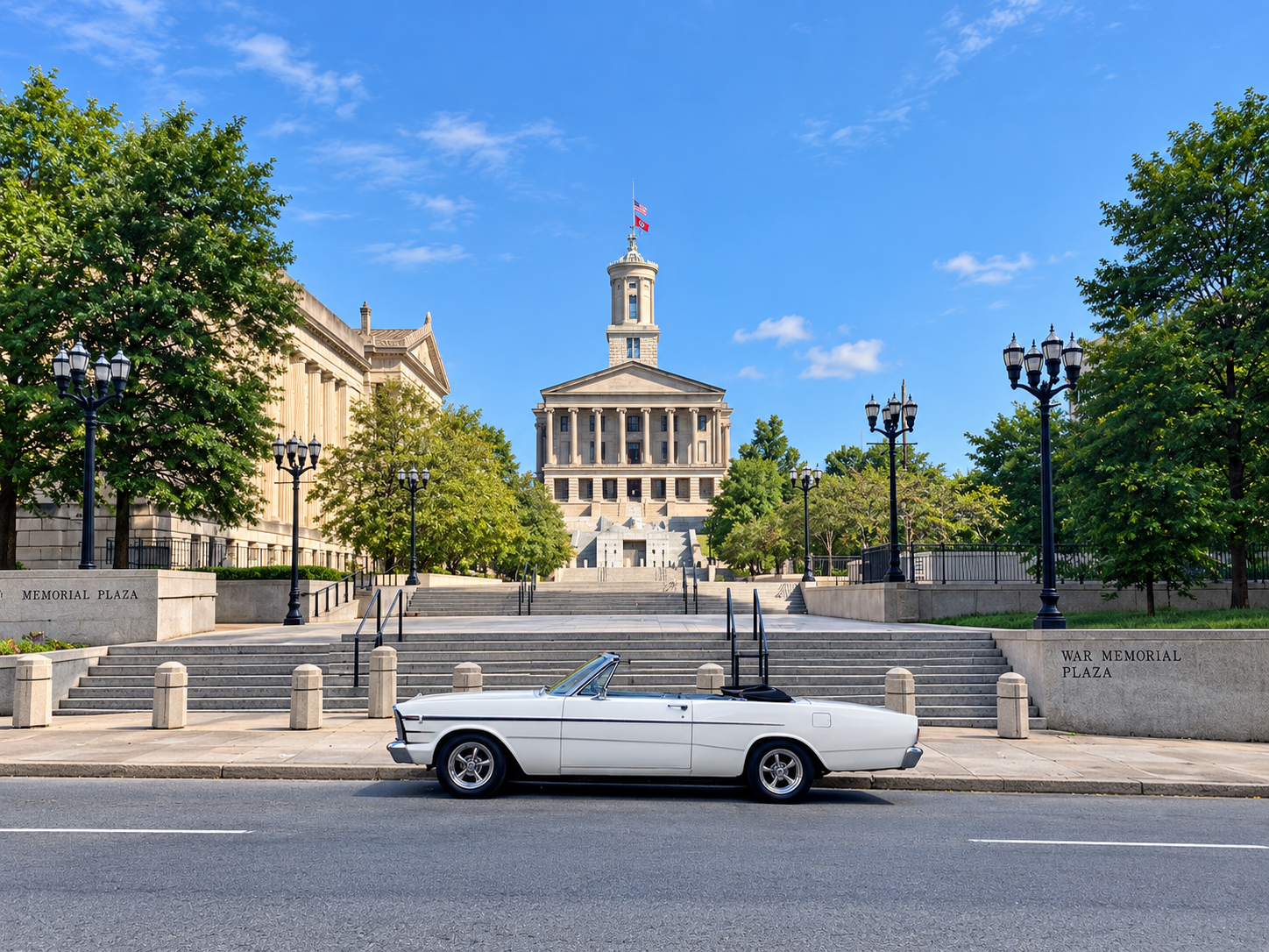 1966 Ford Galaxie in front of the Tennessee State Capitol in Nashville